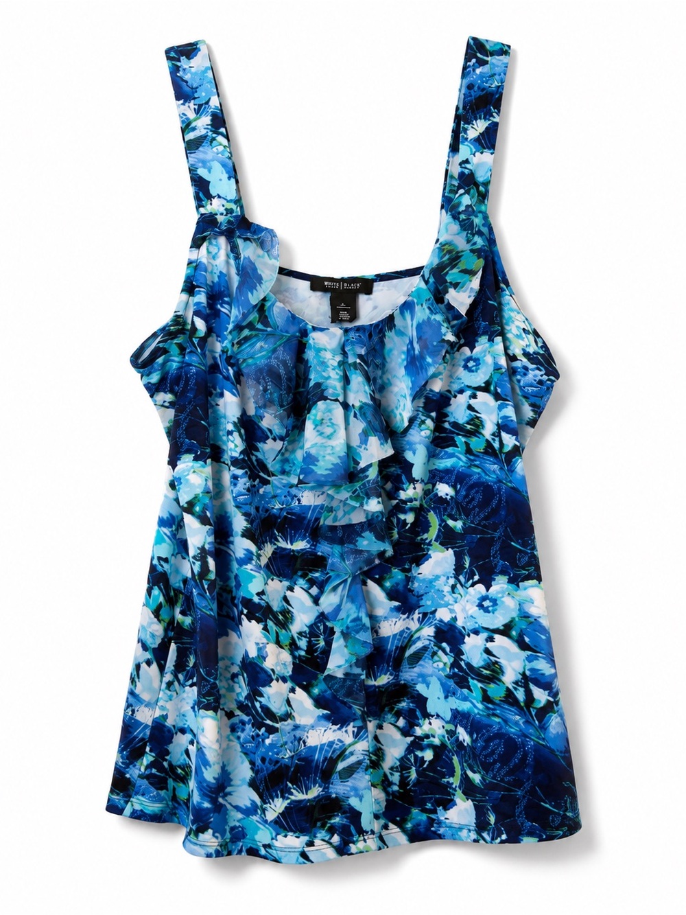 White House Black Market Blue Floral Ruffle Tank Top – XL